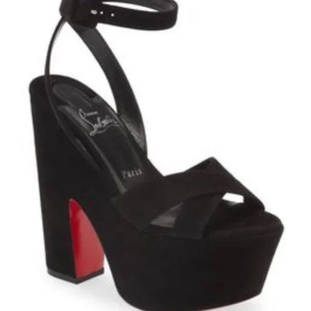 Christian Louboutin Superyaz veau velours black suede sz 38.5 8.5 NIB